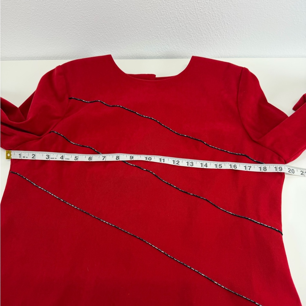 Positive Attitude Long Sleeve Button Back Beaded Front Red Top Size 10P - Picture 6 of 8
